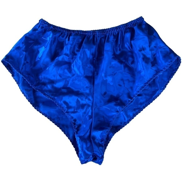 VTG Deena Satin Jacquard Camisole and Shorts Lingerie Set XS/S Jeweled Blue USA - Picture 11 of 15